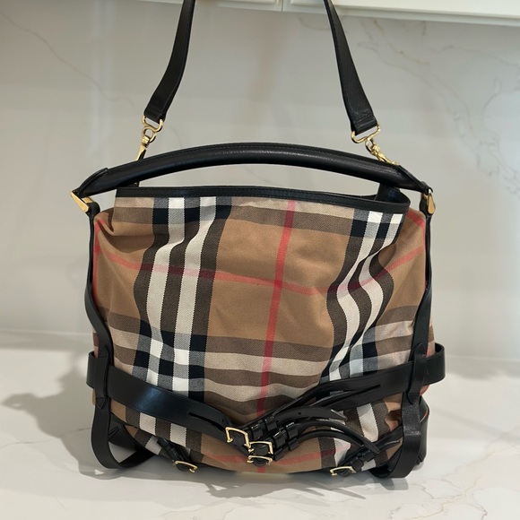 Burberry Handbags - Burberry Bridle Whipstitch House Check Large Gosford Shoulder Hobo Bag